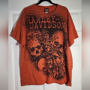 Harley-Davidson Ray Price Raleigh NC Orange Short Sleeve Tee Bold Graphic XL